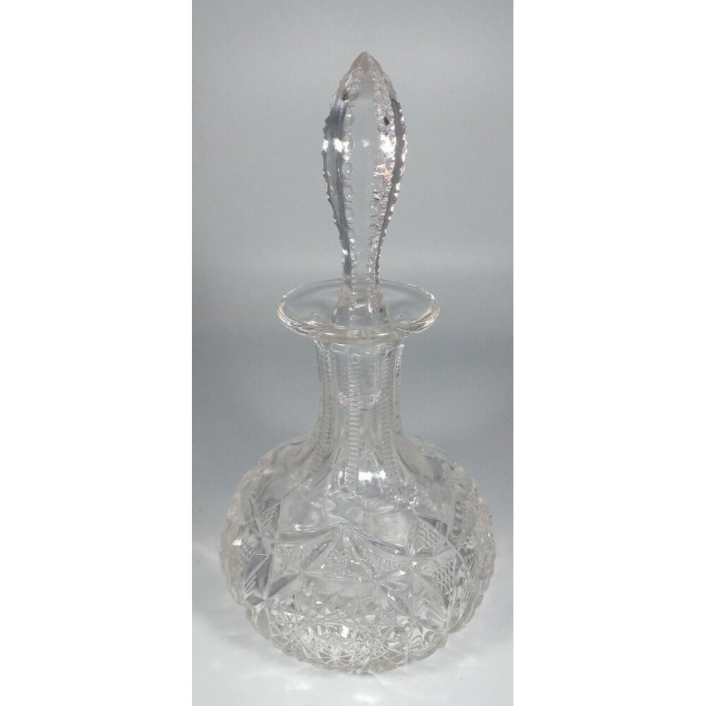 Vintage Cruet  Czech Glass Salad Oil & Vinegar Decanter Bottle with Stopper EUC